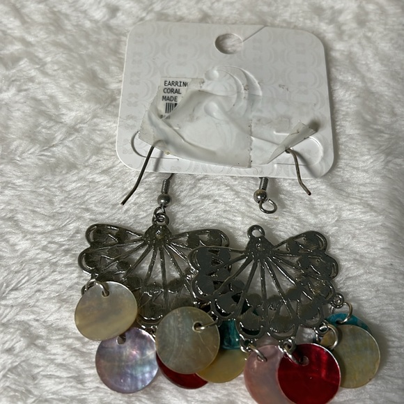 Charming Charlie, hypo allergenic chandelier earrings multicolor coral Thailand - Picture 7 of 7